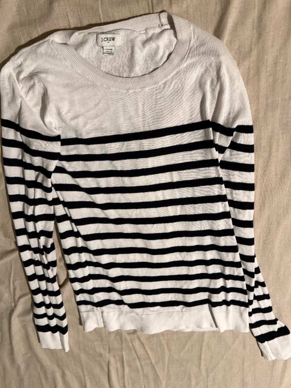 J.Crew navy & white striped crewneck sweater